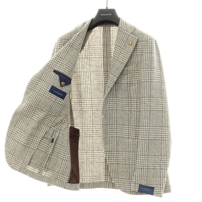 [New] SARTORIA LATORRE Wool Check Tailored Jacket Off-white x Gray x Brown [46] [Condition Rank N] [Men&