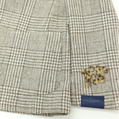 [New] SARTORIA LATORRE Wool Check Tailored Jacket Off-white x Gray x Brown [46] [Condition Rank N] [Men&