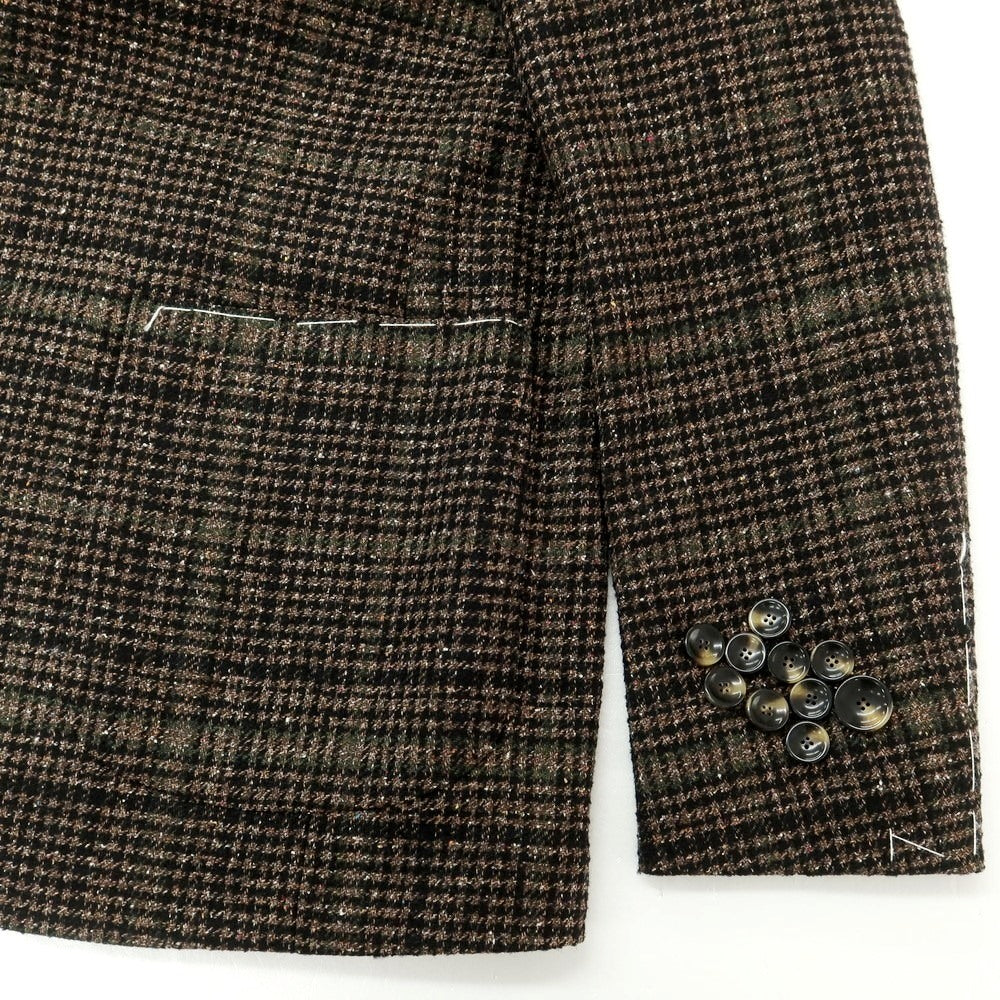 【新品】サルトリア ラトーレ SARTORIA LATORRE ウールシルク チェック テーラードジャケット ブラウンxブラック×グリーン【 44 】【 状態ランクN 】【 メンズ 】