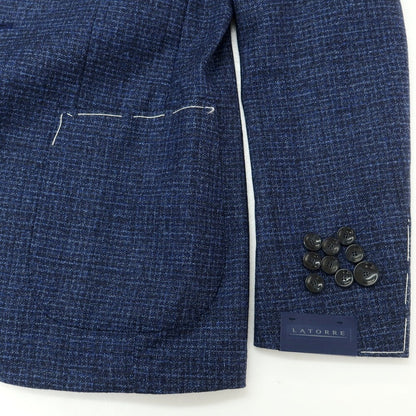 [New] SARTORIA LATORRE Wool Cotton Tailored Jacket Navy x Blue [44] [Condition Rank N] [Men&
