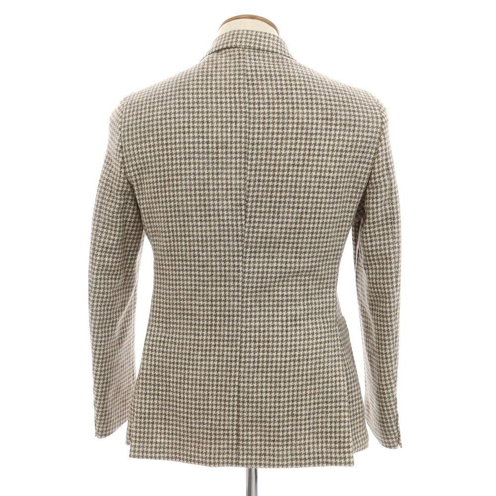 【新品】サルトリア ラトーレ SARTORIA LATORRE ウール チェック ダブル テーラードジャケット オフホワイトxグレー×ブラウン【 46 】【 状態ランクN 】【 メンズ 】