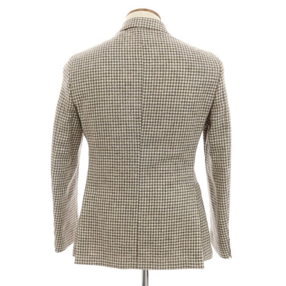 【新品】サルトリア ラトーレ SARTORIA LATORRE ウール チェック ダブル テーラードジャケット オフホワイトxグレー×ブラウン【 46 】【 状態ランクN 】【 メンズ 】