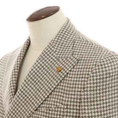 [New] SARTORIA LATORRE Wool Check Double Breasted Tailored Jacket Off-White x Gray x Brown [50] [Condition Rank N] [Men&