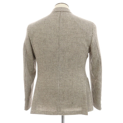 [New] SARTORIA LATORRE Wool Check Double Breasted Tailored Jacket Off-White x Gray x Brown [50] [Condition Rank N] [Men&