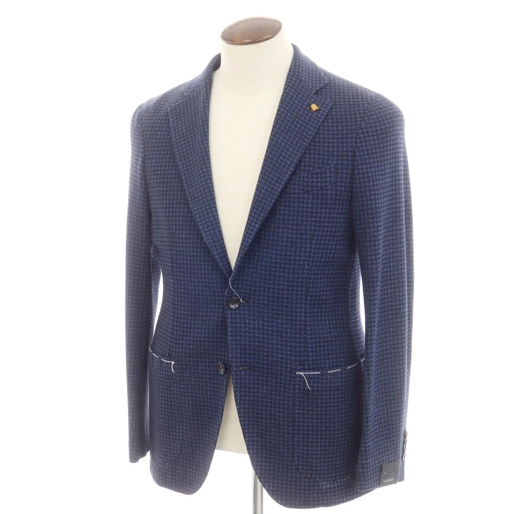 [New] SARTORIA LATORRE Houndstooth Jersey Tailored Jacket Dark Blue x Black [50] [Condition Rank N] [Men&