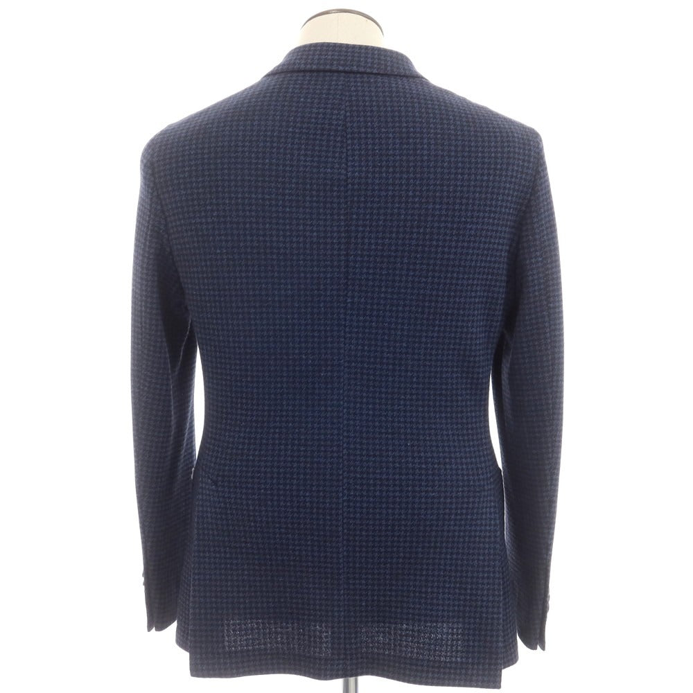 [New] SARTORIA LATORRE Houndstooth Jersey Tailored Jacket Dark Blue x Black [50] [Condition Rank N] [Men&
