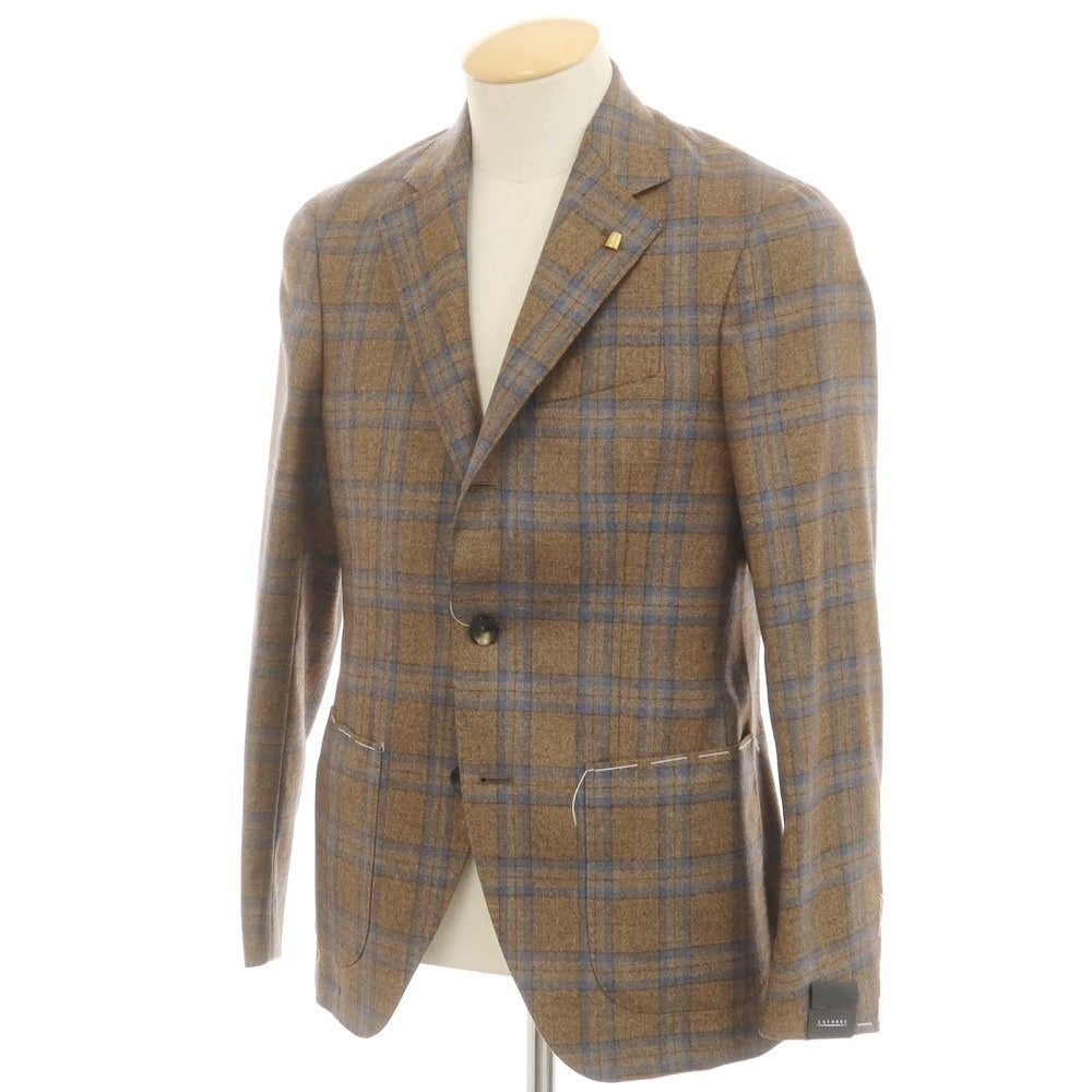 [New] SARTORIA LATORRE Wool Check Tailored Jacket Brown x Blue [44] [Condition Rank N] [Men&