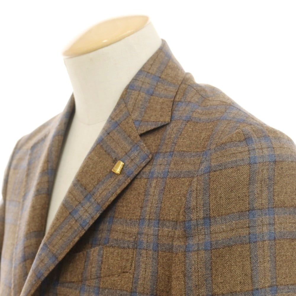 [New] SARTORIA LATORRE Wool Check Tailored Jacket Brown x Blue [44] [Condition Rank N] [Men&