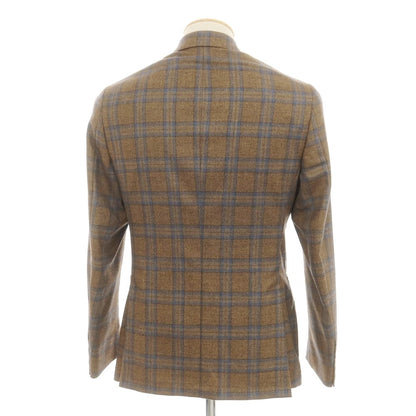 [New] SARTORIA LATORRE Wool Check Tailored Jacket Brown x Blue [44] [Condition Rank N] [Men&