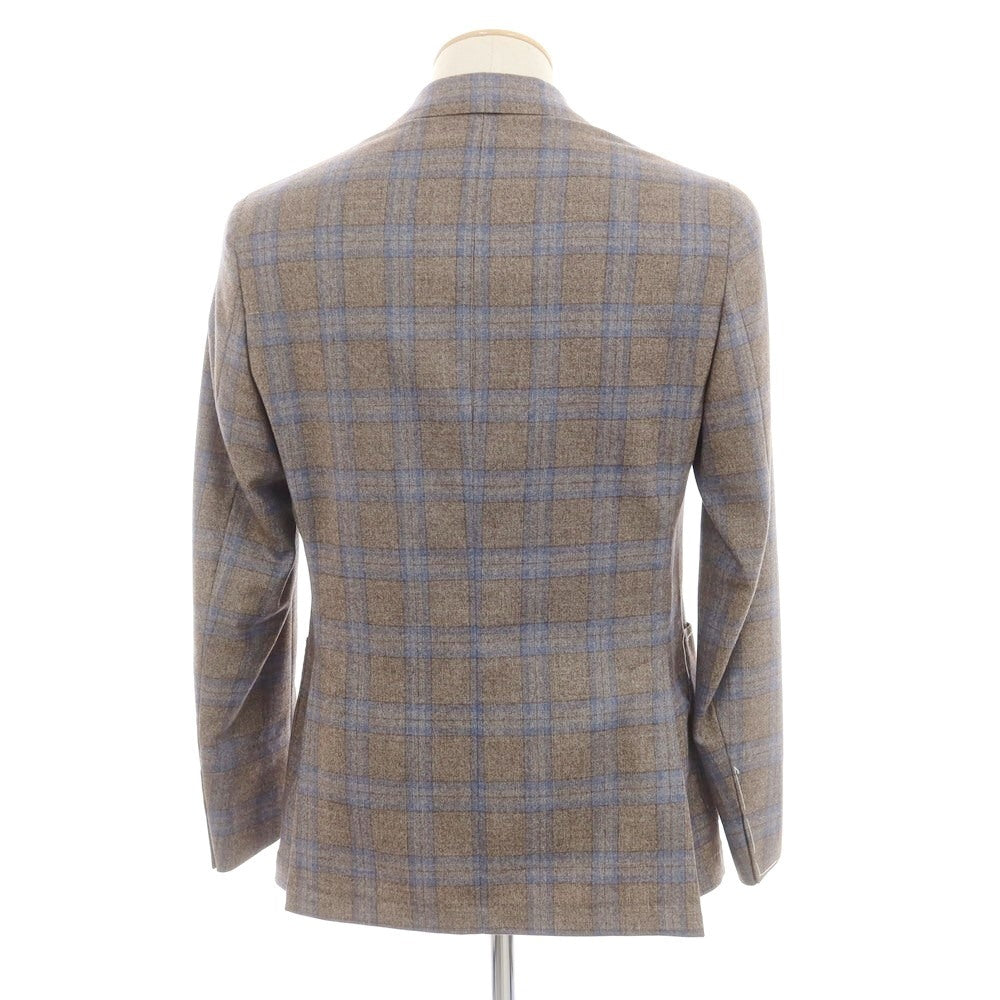 [New] SARTORIA LATORRE Wool Check Tailored Jacket Greige x Blue [44] [Condition Rank N] [Men&