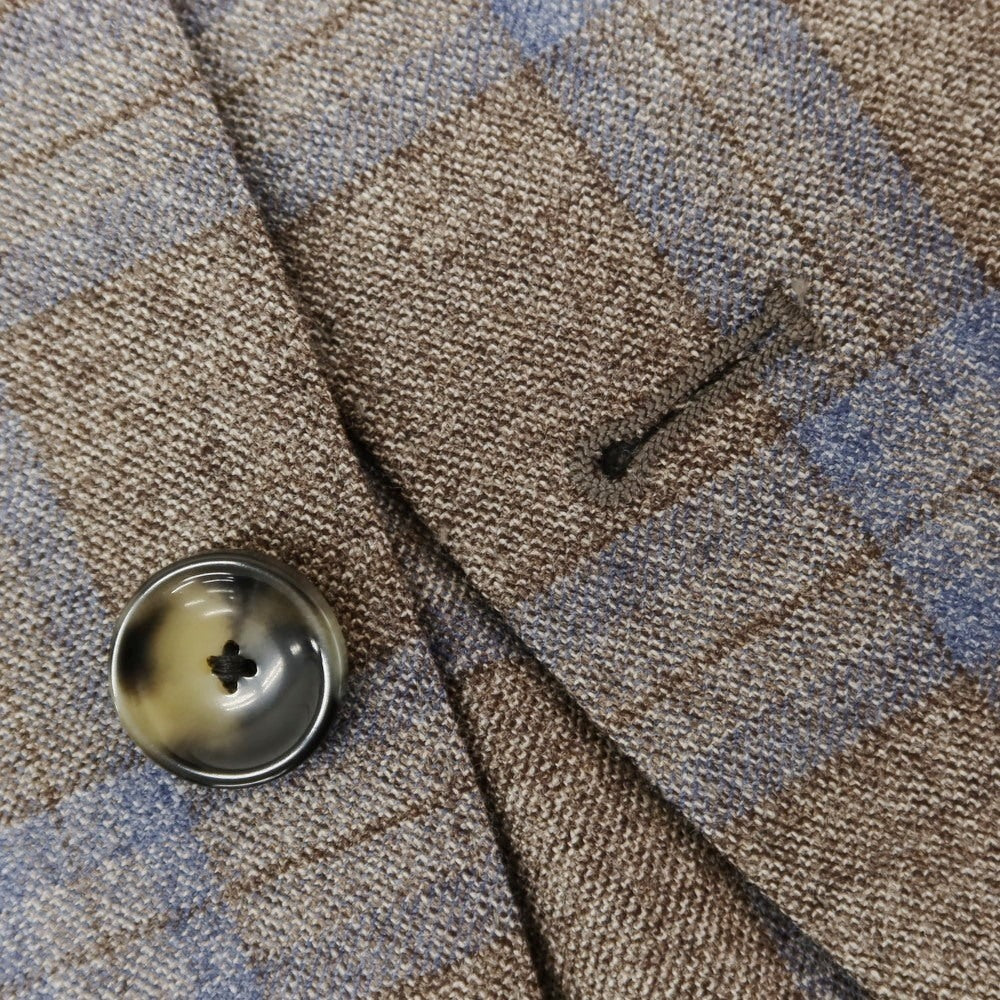 [New] SARTORIA LATORRE Wool Check Tailored Jacket Greige x Blue [44] [Condition Rank N] [Men&