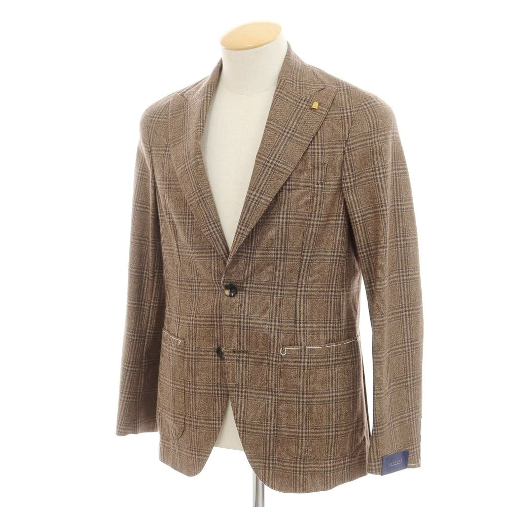 【新品】サルトリア ラトーレ SARTORIA LATORRE ウール チェック テーラードジャケット ブラウンxブルー【 44 】【 状態ランクN 】【 メンズ 】