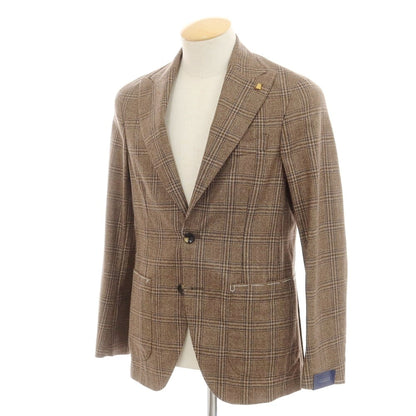 【新品】サルトリア ラトーレ SARTORIA LATORRE ウール チェック テーラードジャケット ブラウンxブルー【 44 】【 状態ランクN 】【 メンズ 】