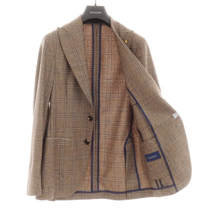 【新品】サルトリア ラトーレ SARTORIA LATORRE ウール チェック テーラードジャケット ブラウンxブルー【 44 】【 状態ランクN 】【 メンズ 】