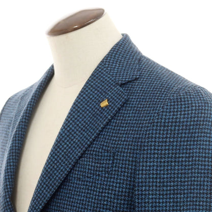 [New] SARTORIA LATORRE wool houndstooth tailored jacket, blue x black [48] [Condition Rank N] [Men&