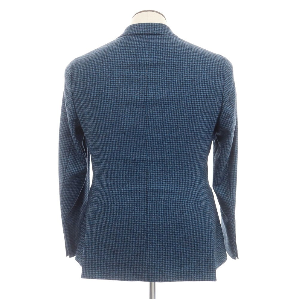 [New] SARTORIA LATORRE wool houndstooth tailored jacket, blue x black [48] [Condition Rank N] [Men&
