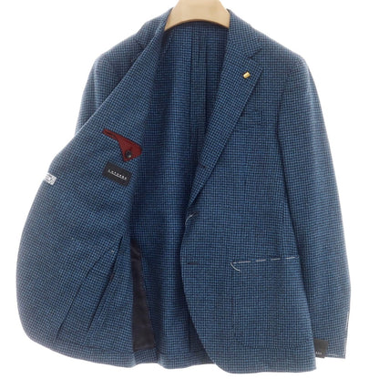 [New] SARTORIA LATORRE wool houndstooth tailored jacket, blue x black [48] [Condition Rank N] [Men&