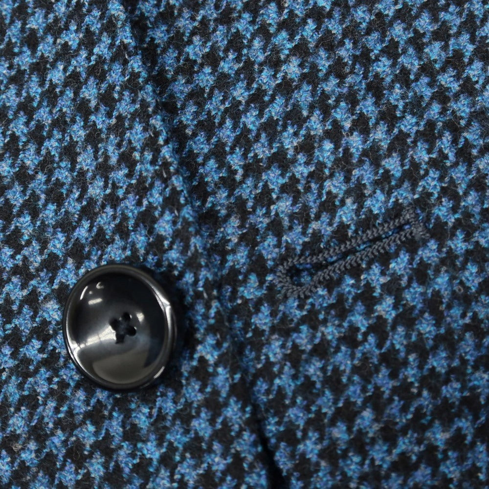 [New] SARTORIA LATORRE wool houndstooth tailored jacket, blue x black [48] [Condition Rank N] [Men&