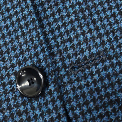 [New] SARTORIA LATORRE wool houndstooth tailored jacket, blue x black [48] [Condition Rank N] [Men&