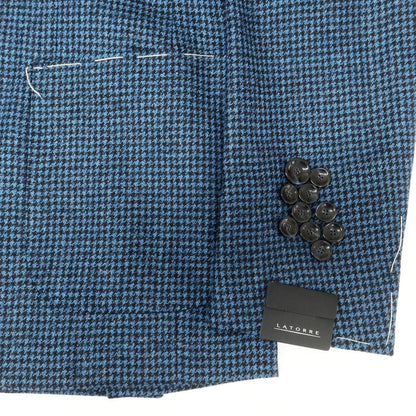 [New] SARTORIA LATORRE wool houndstooth tailored jacket, blue x black [48] [Condition Rank N] [Men&