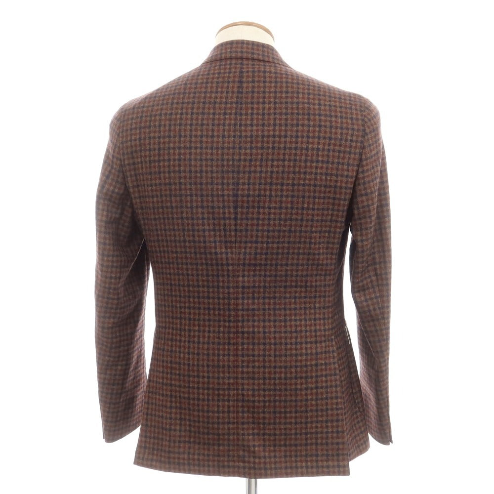 [New] SARTORIA LATORRE Wool Check Tailored Jacket Brown x Navy x Dark Red [46] [Condition Rank N] [Men&