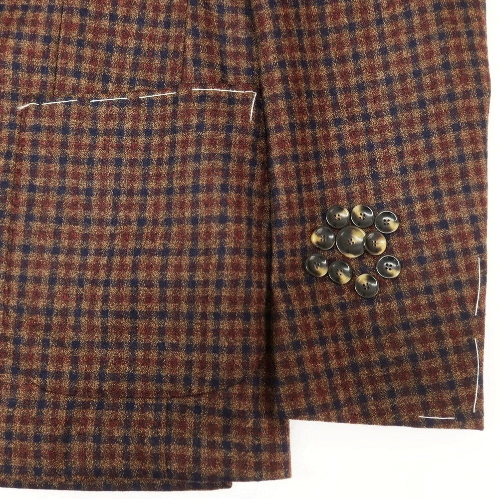 [New] SARTORIA LATORRE Wool Check Tailored Jacket Brown x Navy x Dark Red [46] [Condition Rank N] [Men&