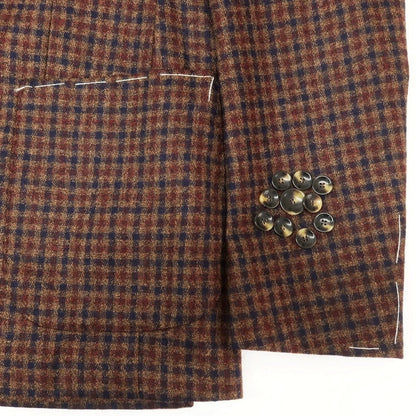[New] SARTORIA LATORRE Wool Check Tailored Jacket Brown x Navy x Dark Red [46] [Condition Rank N] [Men&
