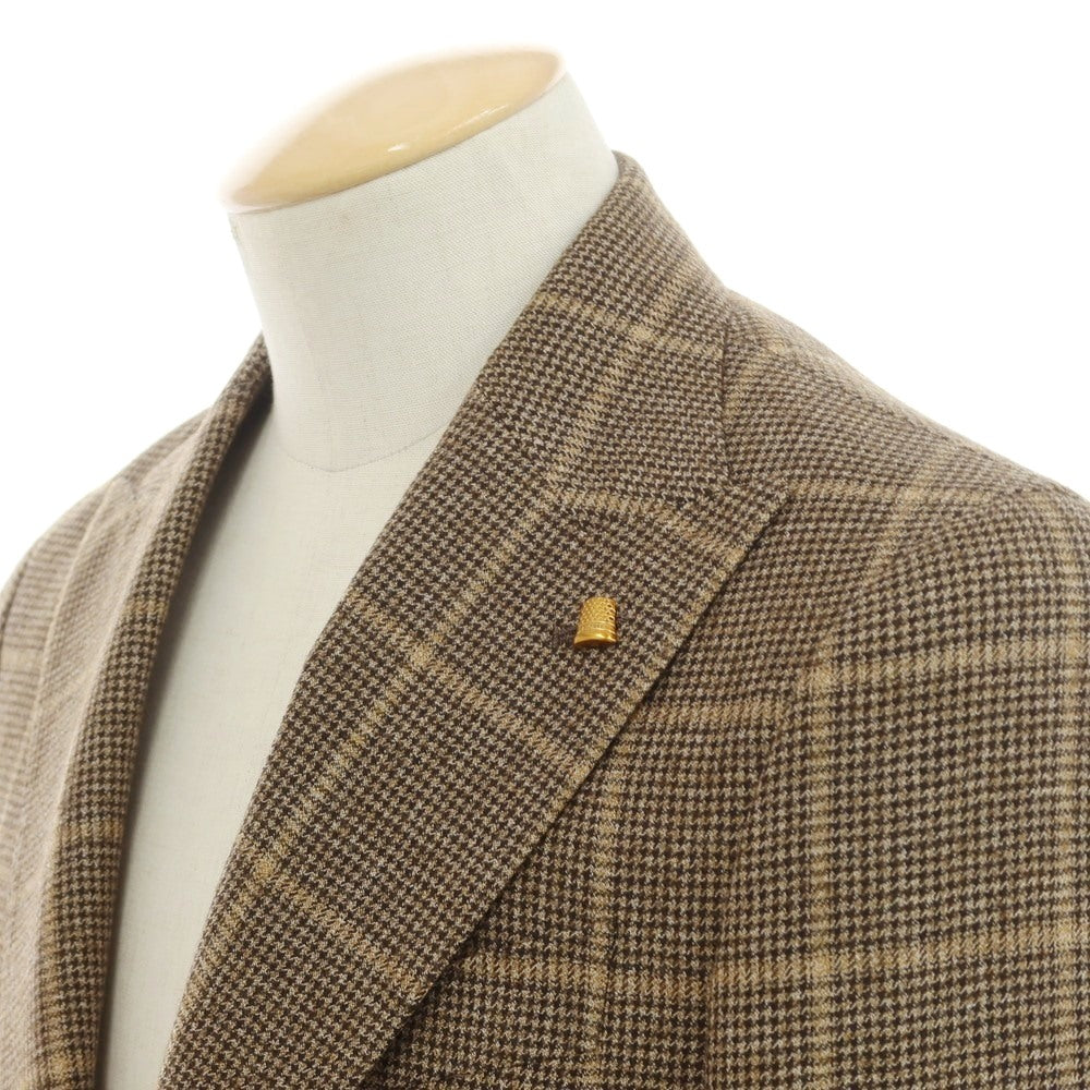 【新品】サルトリア ラトーレ SARTORIA LATORRE ウール チェック テーラードジャケット ベージュxブラック【 44 】【 状態ランクN 】【 メンズ 】