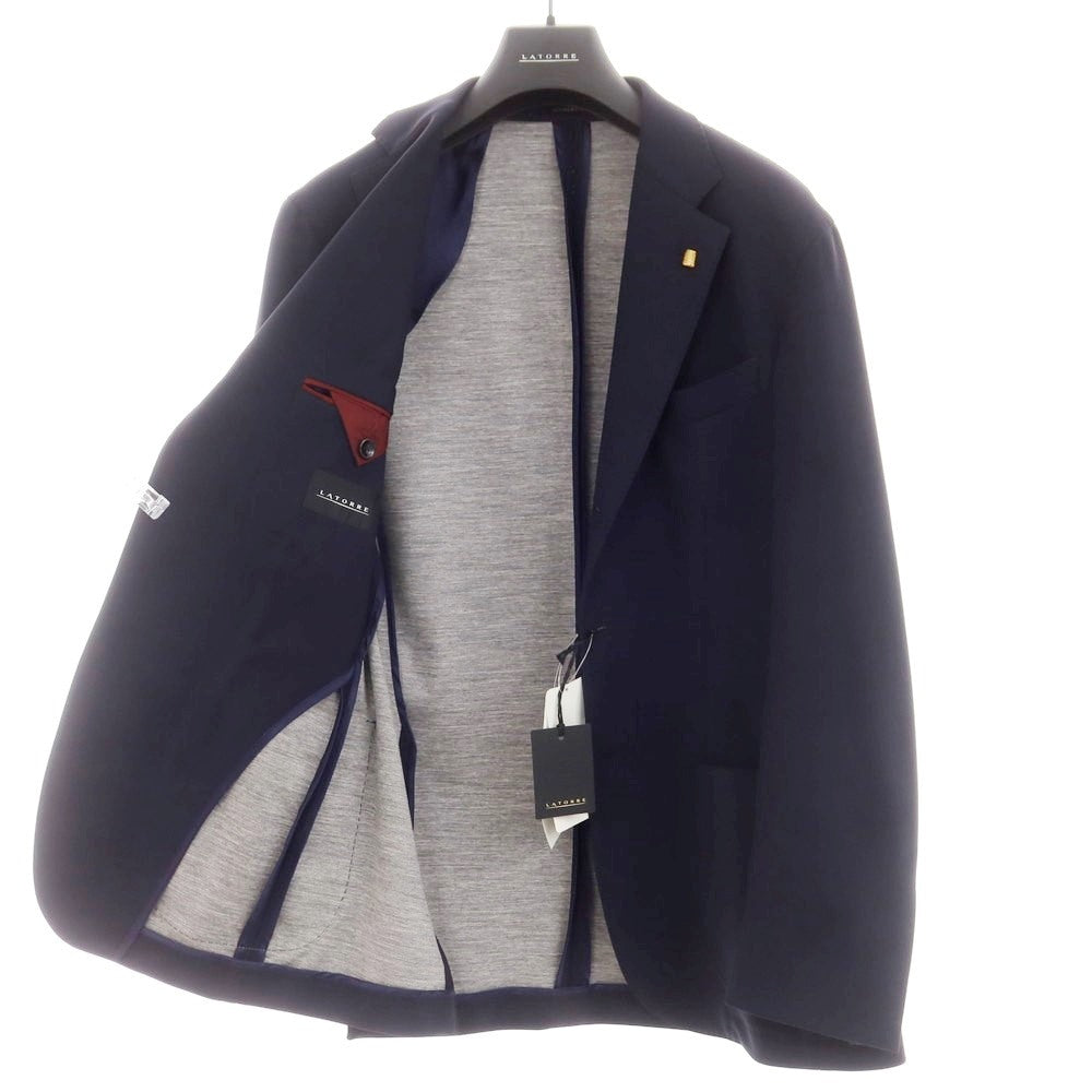 【新品アウトレット】サルトリア ラトーレ SARTORIA LATORRE ウール ナイロン ジャージー テーラードジャケット ネイビー【サイズ46】【 状態ランクN- 】【 メンズ 】[EPD]