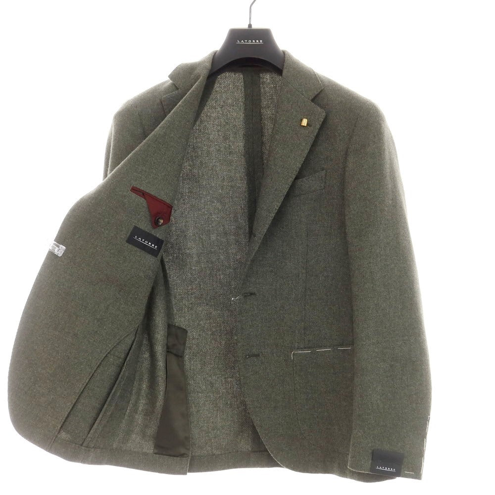 【新品】サルトリア ラトーレ SARTORIA LATORRE ウール テーラードジャケット グレイッシュグリーン【 46 】【 状態ランクN 】【 メンズ 】