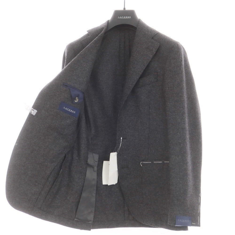 【新品】サルトリア ラトーレ SARTORIA LATORRE ウールカシミヤ テーラードジャケット ダークグレー【サイズ42】【 状態ランクN 】【 メンズ 】[EPD]