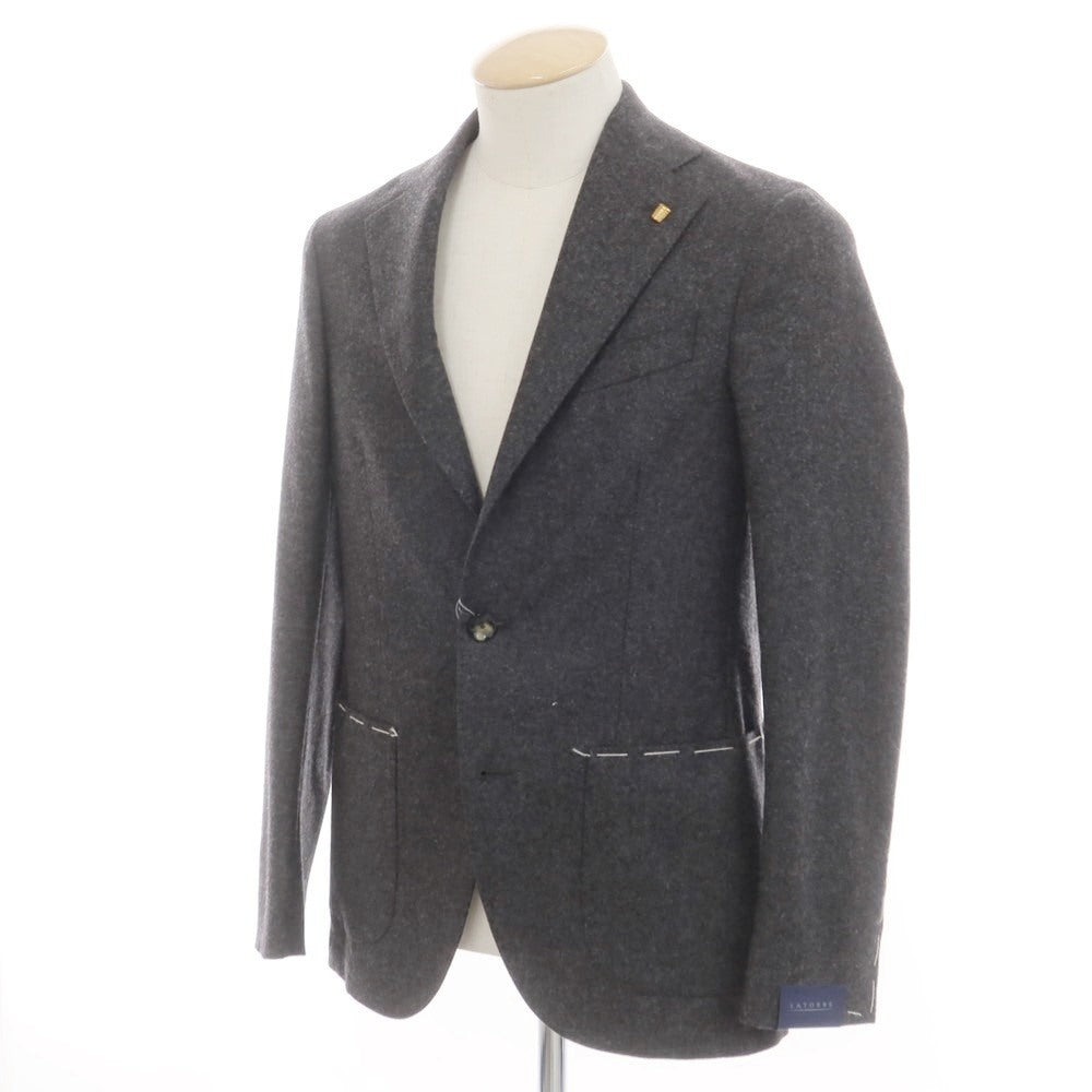【新品】サルトリア ラトーレ SARTORIA LATORRE ウールカシミヤ テーラードジャケット ダークグレー【 44 】【 状態ランクN 】【 メンズ 】