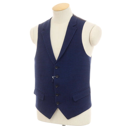 [New] SARTORIA LATORRE Stretch Wool Gilet Vest Navy x Blue [44] [Condition Rank N] [Men&