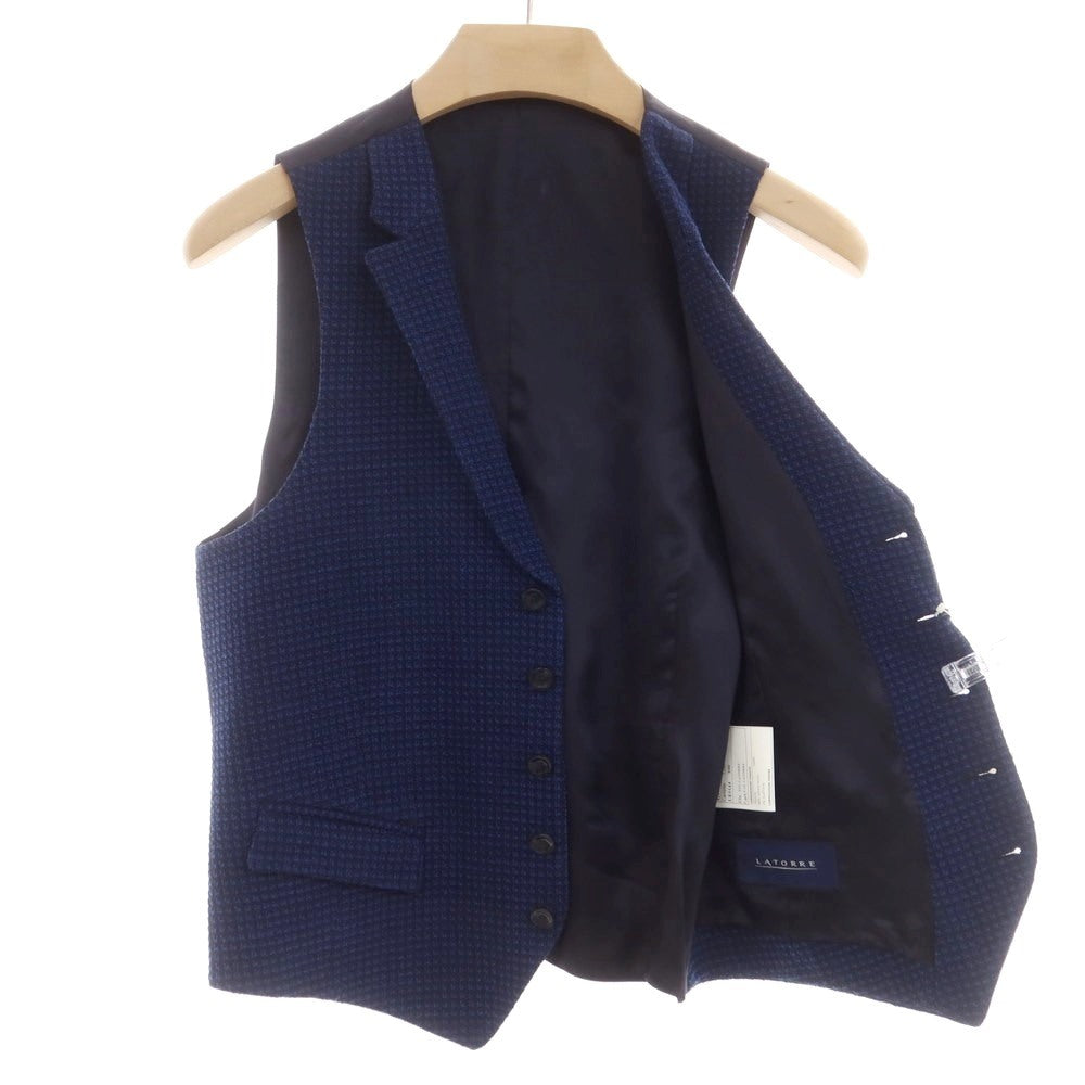 [New] SARTORIA LATORRE Stretch Wool Gilet Vest Navy x Blue [44] [Condition Rank N] [Men&