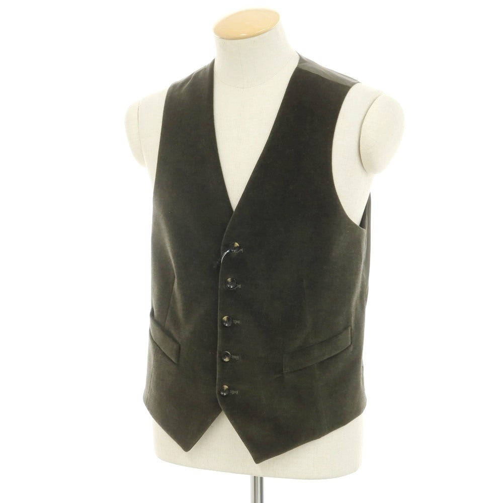 【新品】サルトリア ラトーレ SARTORIA LATORRE ベロア ストレッチコットン ジレ ベスト ダークオリーブ【 44 】【 状態ランクN 】【 メンズ 】