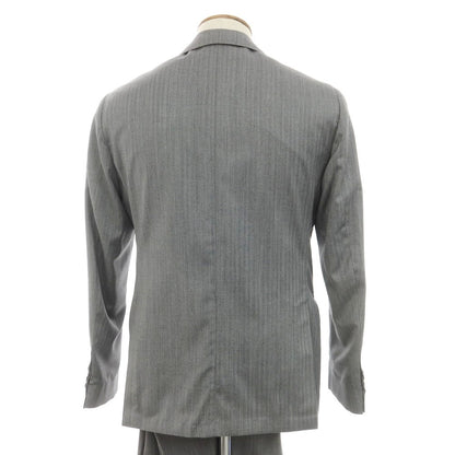 [New] BARBA Herringbone Wool 3-Button Suit, Grey [48] [Condition Rank N] [Men&