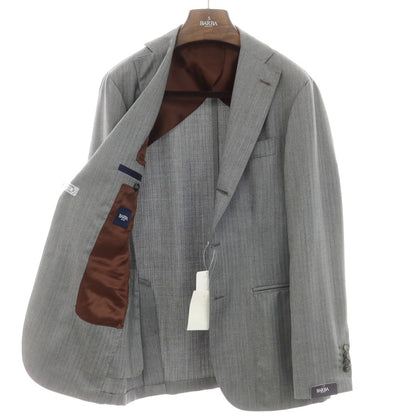[New] BARBA Herringbone Wool 3-Button Suit, Grey [48] [Condition Rank N] [Men&