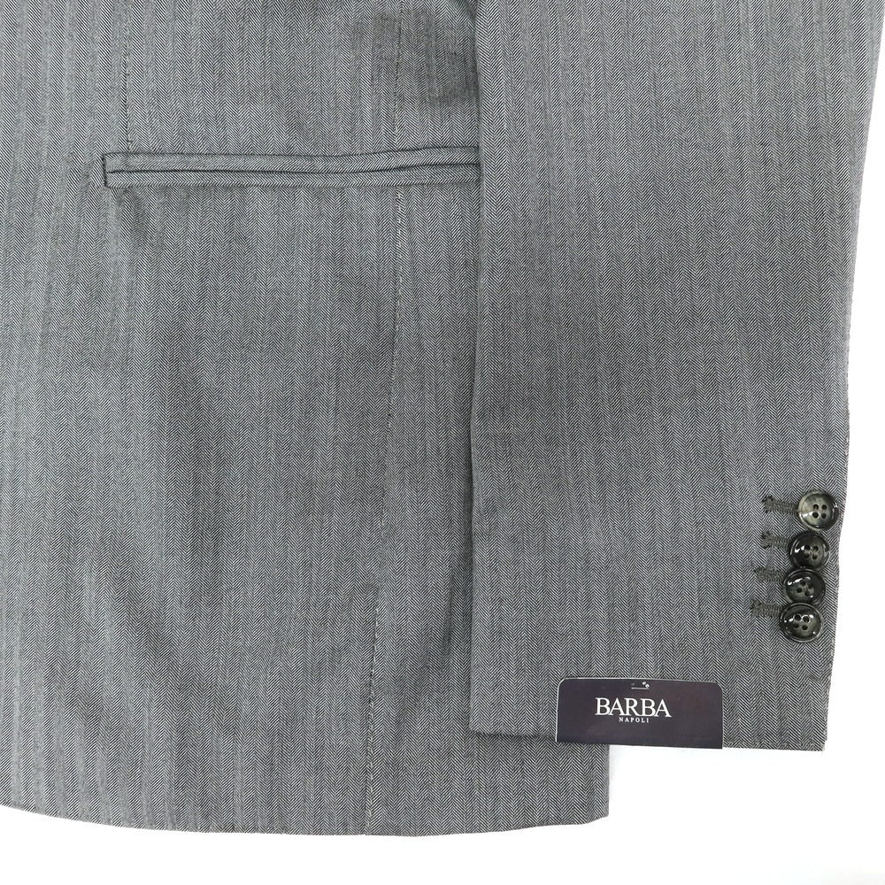 [New] BARBA Herringbone Wool 3-Button Suit, Grey [48] [Condition Rank N] [Men&