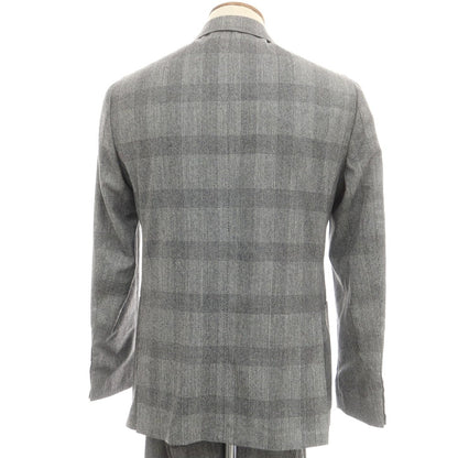 【新品】バルバ BARBA ウール グレンチェック ダブルスーツ グレー【 48 】【 状態ランクN 】【 メンズ 】