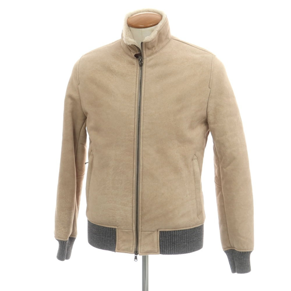 【新品】バルバ BARBA ムートンレザー ジップアップブルゾン ベージュ【 48 】【 状態ランクN 】【 メンズ 】