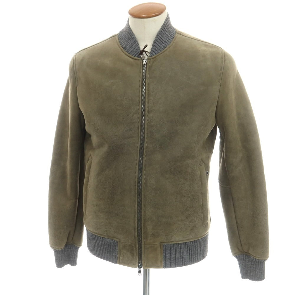 【新品】バルバ BARBA ムートンレザー ジップアップブルゾン オリーブ【 48 】【 状態ランクN 】【 メンズ 】