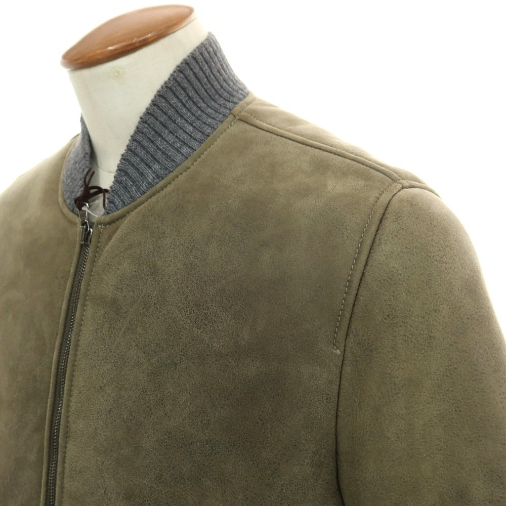 【新品】バルバ BARBA ムートンレザー ジップアップブルゾン オリーブ【 48 】【 状態ランクN 】【 メンズ 】