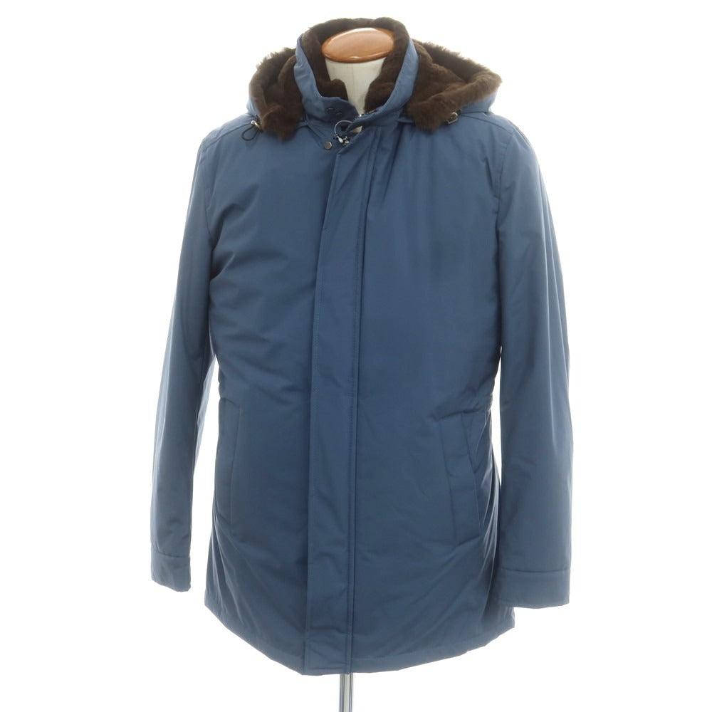 【新品】バルバ BARBA レッキスファーライニング ポリエステル中綿 ダウンコート ブルー【 48 】【 状態ランクN 】【 メンズ 】