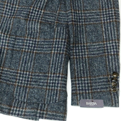 【新品】バルバ BARBA ウール チェック ダブル テーラードジャケット グレーxブラウン【 48 】【 状態ランクN 】【 メンズ 】