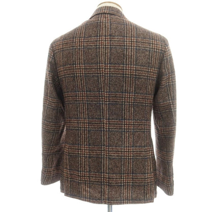 【新品】バルバ BARBA ウール チェック テーラードジャケット ブラウンxネイビー【 48 】【 状態ランクN 】【 メンズ 】