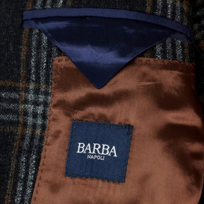 【新品】バルバ BARBA ウール チェック テーラードジャケット ブラックxグレー【 50 】【 状態ランクN 】【 メンズ 】