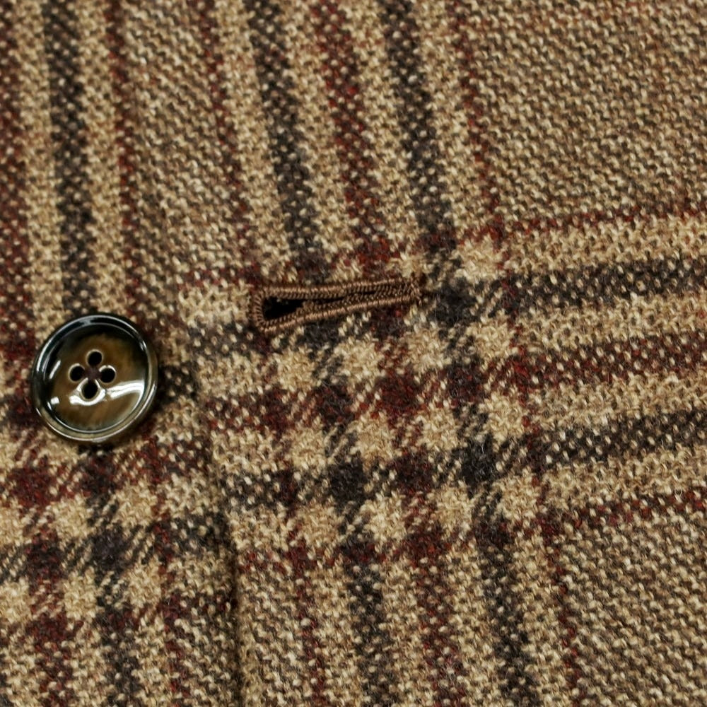 【新品】バルバ BARBA ウールカシミヤ チェック テーラードジャケット ブラウンxブラック【 48 】【 状態ランクN 】【 メンズ 】