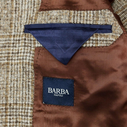 【新品アウトレット】バルバ BARBA アルパカウール チェック テーラードジャケット グレーxカーキ【 50 】【 状態ランクN- 】【 メンズ 】