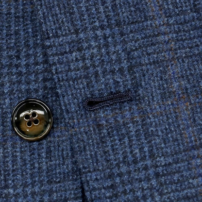 【新品】バルバ BARBA ウールカシミヤ チェック テーラードジャケット ダークブルー系【 48 】【 状態ランクN 】【 メンズ 】
