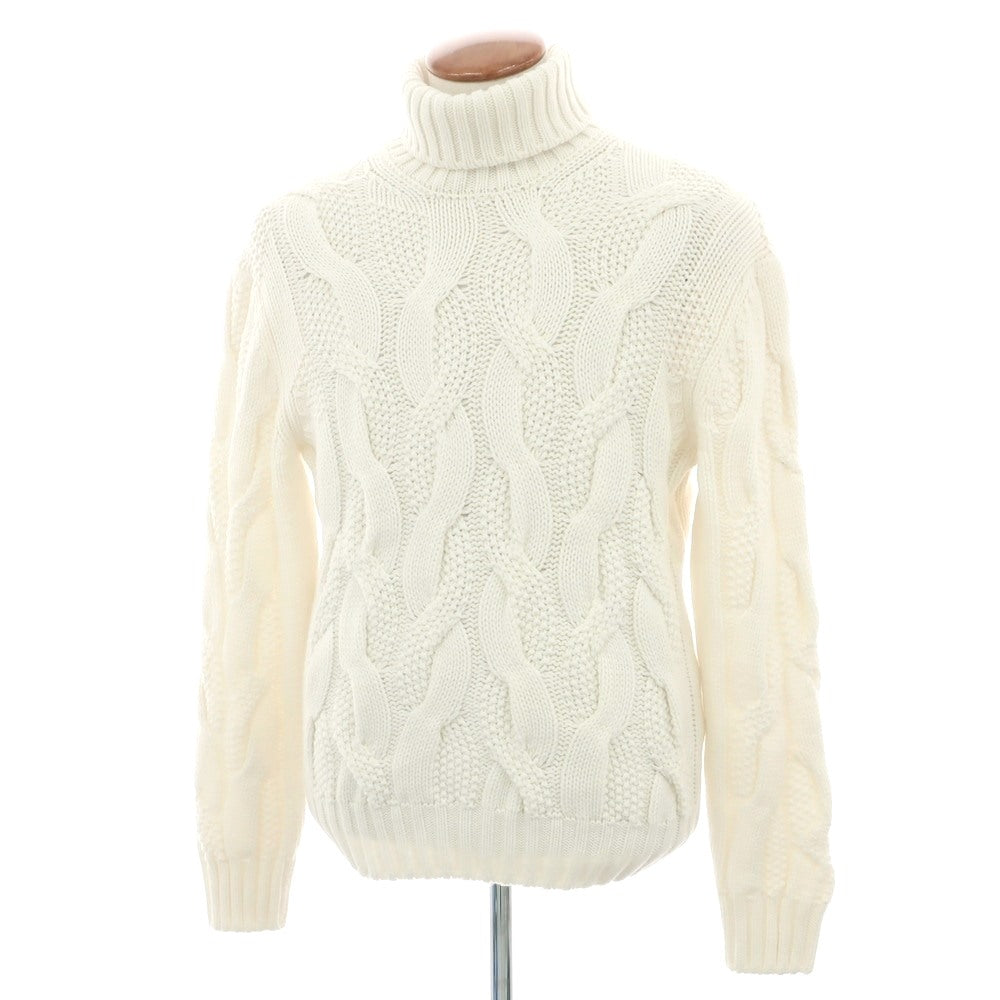 【新品】バルバ BARBA ウールレーヨンカシミヤ タートルネック プルオーバーニット ホワイト【 50 】【 状態ランクN 】【 メンズ 】